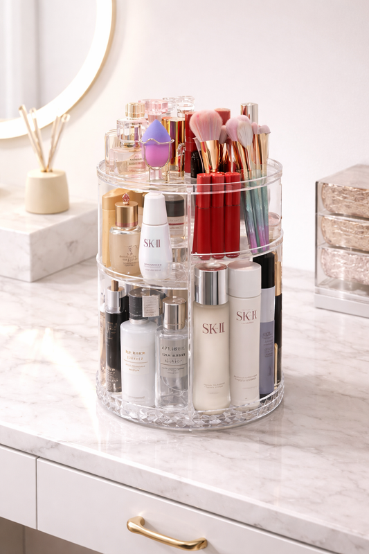 Organisateur Maquillage Rotatif – Accès Total en Un Geste